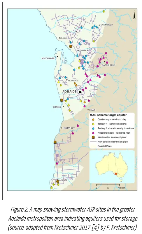 Stormwater ASR sites in Adelaide metropolitan area 